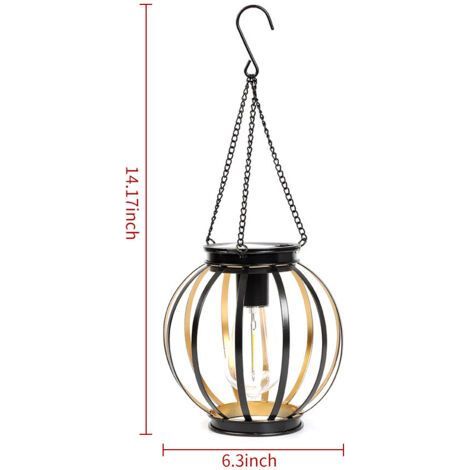 Lanterne Solaire Suspendue Extérieure – Lustre Métallique à Lumière Chaude pour Jardin, Balcon et Intérieur, Installation Facile Mur/Plafond (1/5)