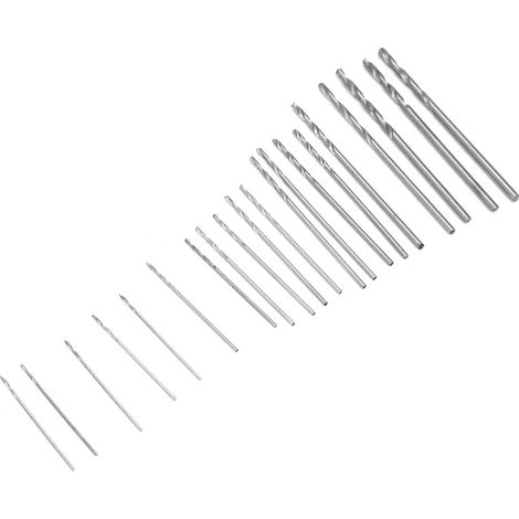 Coffret de 20 mini forets hélicoïdaux en acier rapide, tailles 0,3 mm à 1,6 mm, avec boîte de rangement, adaptés au bois et au plastique. (1/5)