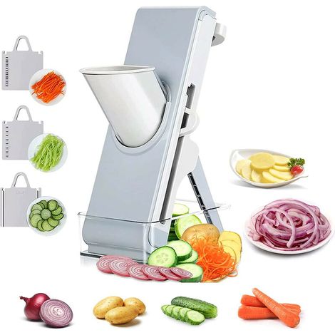 Kitchen slicer, julienne with adjustable thickness and slicer, with container