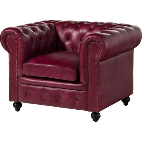Sessel Echtleder 105x82x75 rot CHESTERFIELD 402