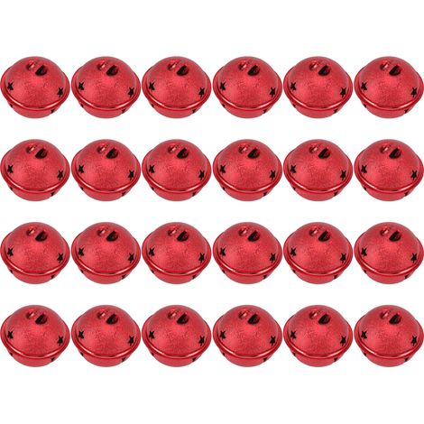 24 cloches de Noël, 40 mm, en fer peint, creuses, en forme d'étoile à cinq branches, à décorer soi-même pour le sapin de Noël, rouges.