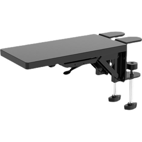 Bras repose-poignet ergonomique noir pour bureau, robuste et durable, fixation par pince pour souris d'ordinateur de bureau (1/5)