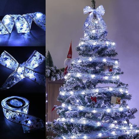 Christmas tree lights - 100 LEDs - Ideal for wedding and New Year's party decorations - Silver and white lights 10m. (1/4)