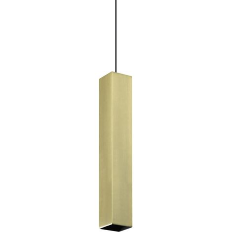 Ideal Lux LOOK Suspension carrée extra-plate de 40 cm en laiton, 1 ampoule GU10