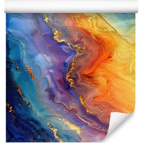 Carta da parati blu inchiostro, oro e blu navy per soggiorno e camera da letto, 50x1000 cm (1/5)
