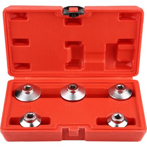 Clé de filtre à huile, jeu d'outils de démontage d'entranement de douille de capuchon de clé de filtre à huile 5 pièces 24mm 27mm 32mm 36mm 38mm (1/5)