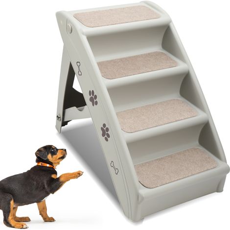 Randaco Scala per cani a 4 gradini Rampa per cani e gatti fino a max. 75 kg Scala pieghevole per animali domestici Scala per animali domestici per auto e interni