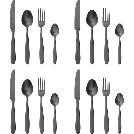 Bloomingville - Frea Cutlery Set - Black - Stainless Steel - Set of 4