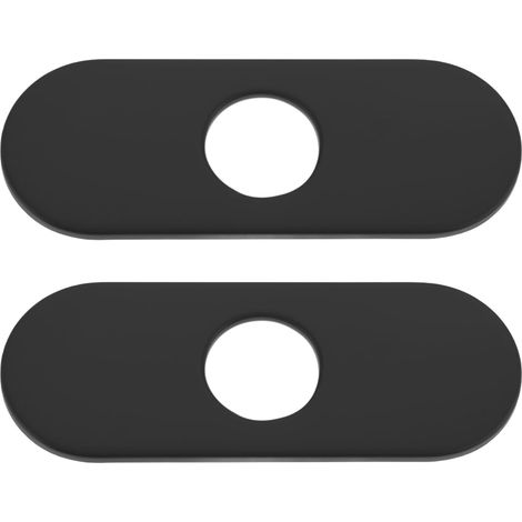 Lot de 2 cache-trous de robinet d'évier de cuisine en acier inoxydable 304 pour robinet de cuisine à 1 ou 3 trous, 160 x 35 x 6 mm, noir (1/5)