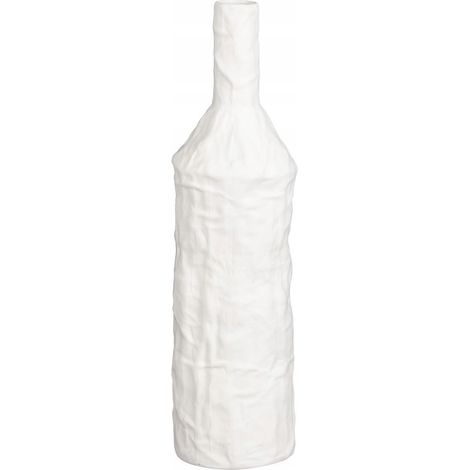 Vase bouteille en céramique blanche Nadja de Westwing, 5,8 x 4,5 x 15 cm (1/2)