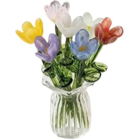 Kleine, bunte und emaillierte künstliche Blumenornamente, niedliche Dekofiguren in Form einer Vase oder Pflanze, für Schlafzimmer oder Büro. (1/5)
