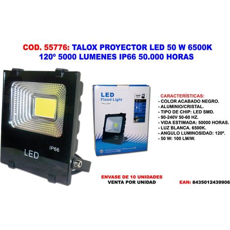 Talox LED-Projektor 50 W, 6500 K, 120°, 5000 Lumen, IP66, 50.000 Stunden