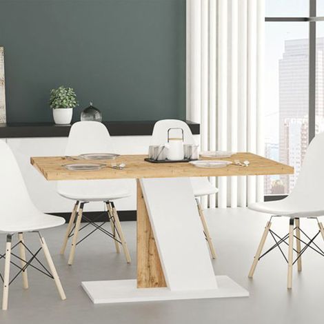 Mesa Fija Livani, 6 Plazas, Forma Rectangular, Color Estructura Roble Nudos, 138x90x76h cm Marrón Roble Nudos (1/4)