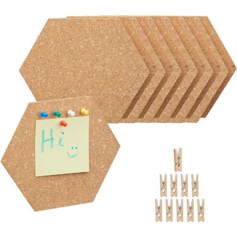 Hexagonal pegboards in cork, set of 14 (1/5)