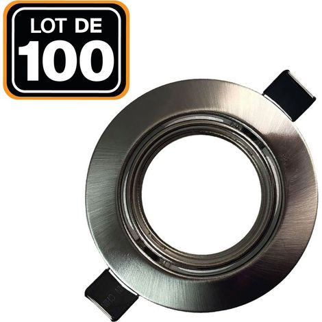 100 Stück schwenkbare Einbauhalterungen für runde LED-Einbaustrahlerlights aus gebürstetem Aluminium - Durchmesser 90mm - Bohrloch 65mm (1/4)