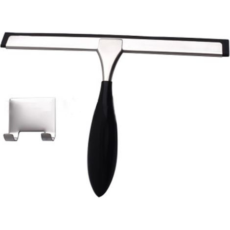 Raclette à vitre en acier inoxydable avec lame amovible pour portes de douche, fenêtres, miroirs de cuisine et vitres de voiture