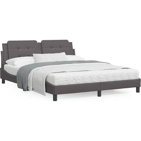 Lit avec matelas gris 160x200 similicuir (1/5)