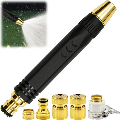 Pressure Washer Nozzle Kit, Black High Pressure Hose Nozzle, Heavy Duty Adjustable Twisted Hose for Car Washing, Outdoor Cleaning and Watering Plants (1/5)