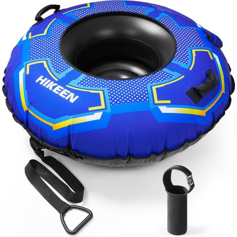 Grosse Bouee Piscine en Oxford 600D: Bouée Ronde Adulte Résiste à 150kg, avec Coussin Amovible et Poignées Sécurisées, Bouée Gonflable avec Pompe Automatique pour Drift et Ski Nautique-Bleu (1/5)