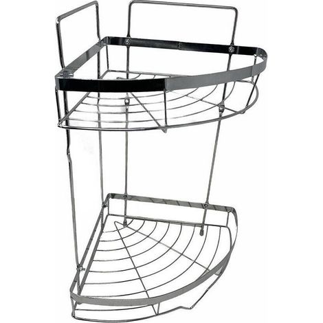 TrAdE Shop Traesio - Mensola Angolare Doccia A 2 Livelli Ripiani In Metallo Da Appendere A Muro 59680 - (1/3)