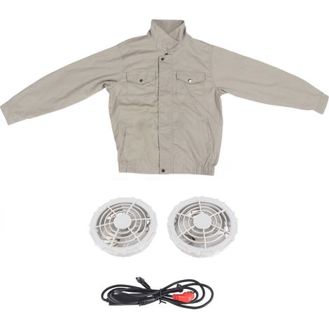 Veste Climatisée USB Gris L - 2 Ventilateurs Silencieux, Polyester Résistant, Refroidissement 360° pour Travail Extérieur (1/5)