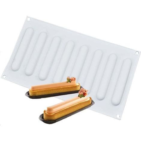 Moule en silicone semi-tridimensionnel ovale pour gâteau mousse allongé, coussin, chou au chocolat, dessert français (1/5)