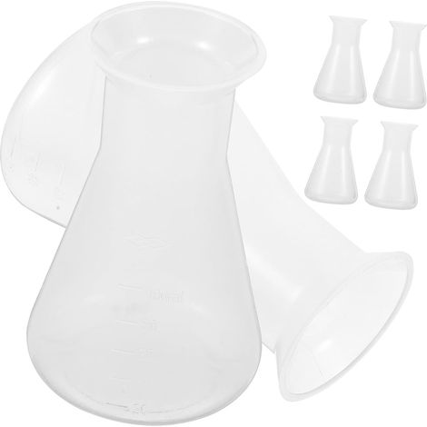 Lot de 6 Flacons Erlenmeyer Plastiques Gradués 100 Ml, Col Étroit, Forme Conique, pour Usage en Laboratoire et Manipulation de Liquides (1/5)