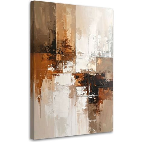 Bild auf Leinwand Abstraktes in Beige und Braun mit subtiler Textur 80x120