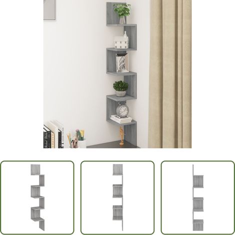 Eckregal - Wand-Eckregal Grau Sonoma 20x20x127,5 cm Holzwerkstoff (1/5)