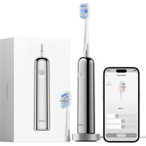 Brosse à Dents Électrique Sonique, Auton. 70 Jrs, Acier Inox Système de Nettoyage Double Mode, Capteur de Pression Intelligent, Technologie WaveMotion 60°, IPX8, Réglages via App. (1/5)