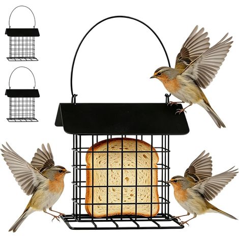 Lot de 2 porte-boules de graisse, mangeoire à suspendre, mangeoire pour oiseaux, mangeoire pour oiseaux sauvages (1/5)