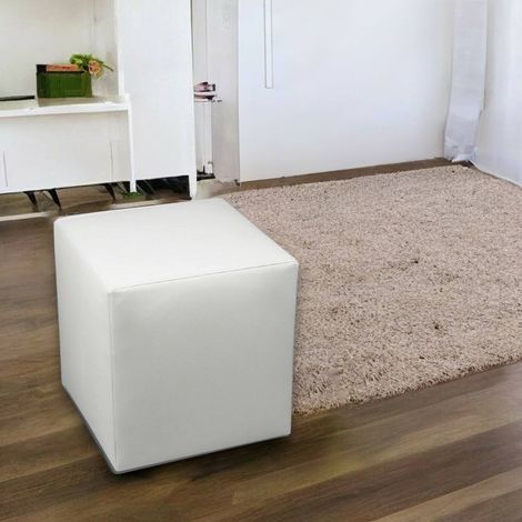 Dmora - Puf Accumoli, Sillón multiusos, Puf, Puf reposapiés, Made in Italy, 40x40 h42 cm, Blanco (1/4)