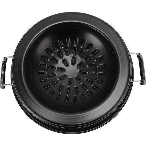 2-in-1 Thai BBQ Pan, Non-Stick, Even Heating, Aluminum Charcoal Pan for Indoor and Outdoor Use, 30cm/11.81 inches, Black (1/5)