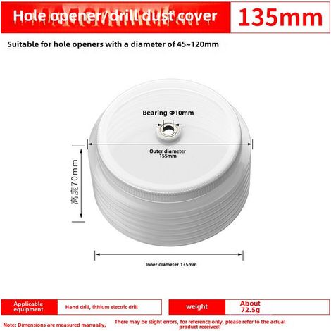 Ouvre-trous nouveau 135mm avec capuchon anti-poussière Pour marteau électrique Foret carrelage, béton, strass, verre, bois Perçage percussion propre (1/5)