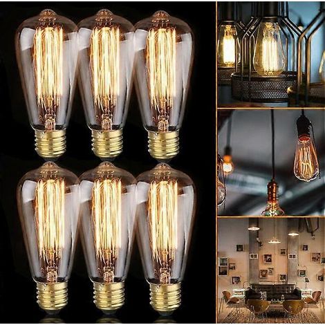 ampoules incandescentes Edison E26 60 W 220 V ST64 rétro 64 mm x 140 mm (1/5)