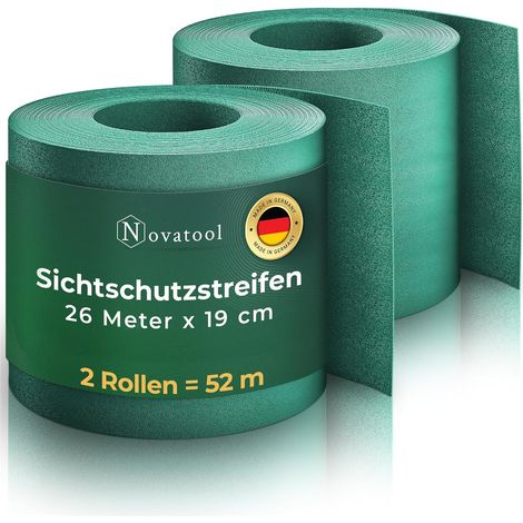 Novatool PP rouleaux de 52 m bandes brise-vue durables pour clôture à double fil vert pour 20 rangées de clôture à fil bandes brise-vue extra stable