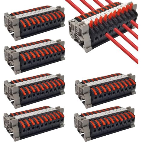 60 Pièces Kit de Bornier de Rail Din Electrique, PCT-211 0,08-4 mm² Bornier Electronique Terre, Bornier de Connecteur de Rail pour Projets de Bricolage CâBlage Rapide Enfichable de la Conversion (1/5)