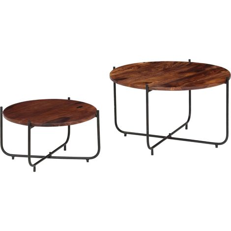 Maison Exclusive - Set Tavolini da Salotto 2 pz in Massello di Acacia 60x35 cm