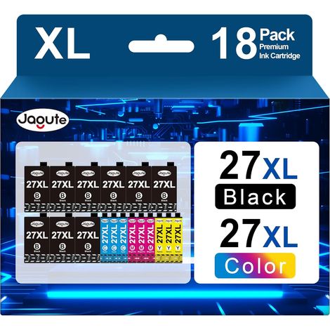 18 Pack 27XL Cartouches d'encre Multipack Compatible pour Epson 27XL 27 XL (1/5)