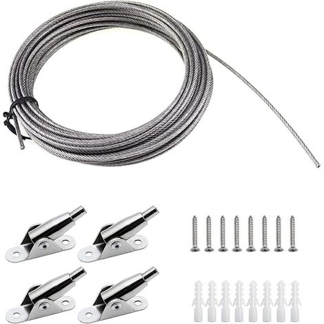 Filiyano-Fil de rideau de douche 10 m x 2 mm, fil en acier inoxydable, fil caténaire lisse gainé de PVC, fil en acier inoxydable pour suspendre des (1/5)