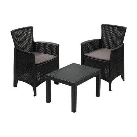 Conjunto jardín forest 3 piezas antracita + cojines