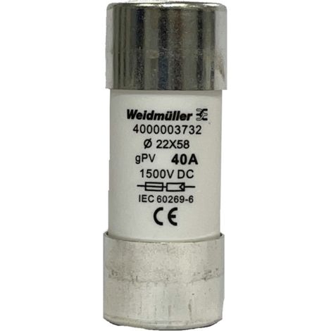 Weidmüller 4000003732 FUSE WSFL 22X58 40A 1K5V GPV Feinsicherung     Inhalt 10 St.