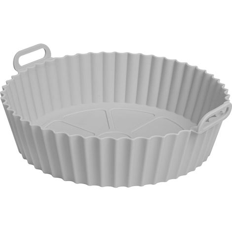 Paquete de 2 revestimientos de silicona para freidora de aire, accesorios de repuesto, revestimientos de papel, cesta universal, accesorios para horno y utensilios de cocina (gris) (1/5)