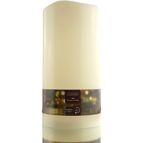 Lumineo Riesen LED Kerze Cremeweiß Ø 12,5 cm Höhe 25 cm aus Kunststoff - warmweiß (1/2)