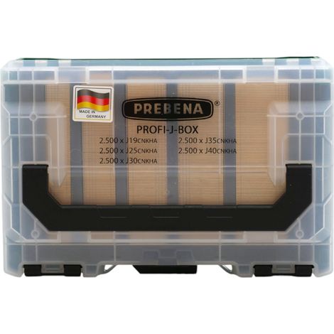 Prebena PROFI-J-BOX Stauchkopfnägel Brads 25 / 32 / 40 / 50 mm 12500 Stk. verzinkt geharzt (1/3)