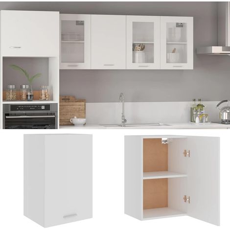 Armoire murale de cuisine avec porte et 2 étagères blanc 39,5 x 31 x 60 cm bois d’ingénierie - PANGIVO (1/5)