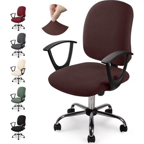 Housse de chaise de bureau fendue, housse de chaise universelle, adaptée à la chaise de bureau, sans chaise (café, 1)