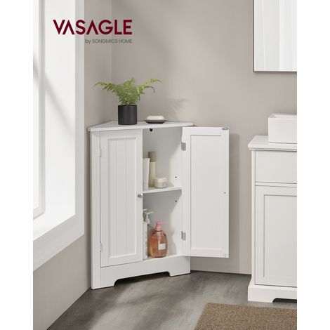 Meuble d'Angle de Salle de Bain, Armoire de Rangement avec Étagère Réglable, 60 x 33,6 x 80 cm, Blanc (1/5)