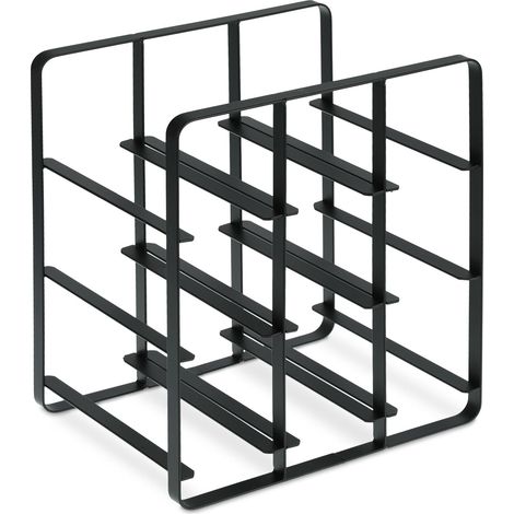 Botellero horizontal para 9 botellas 60 x 30 x 25 cm diseño moderno industrial deco cocina de metal negro 130010516 (1/4)