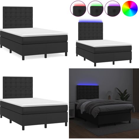 Sommier à lattes de lit matelas LED noir 120x190 cm similicuir - Lit Plateforme - Lit Design - Lit Moderne - Lit Avec Rangement - Tête De Lit Ajustable - Home & Living (1/5)